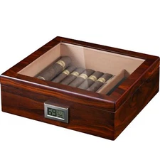 Cigar Humidor, Spanish Cedar Wood Humidor, Accurate Digital Hygrometer, Humidifi
