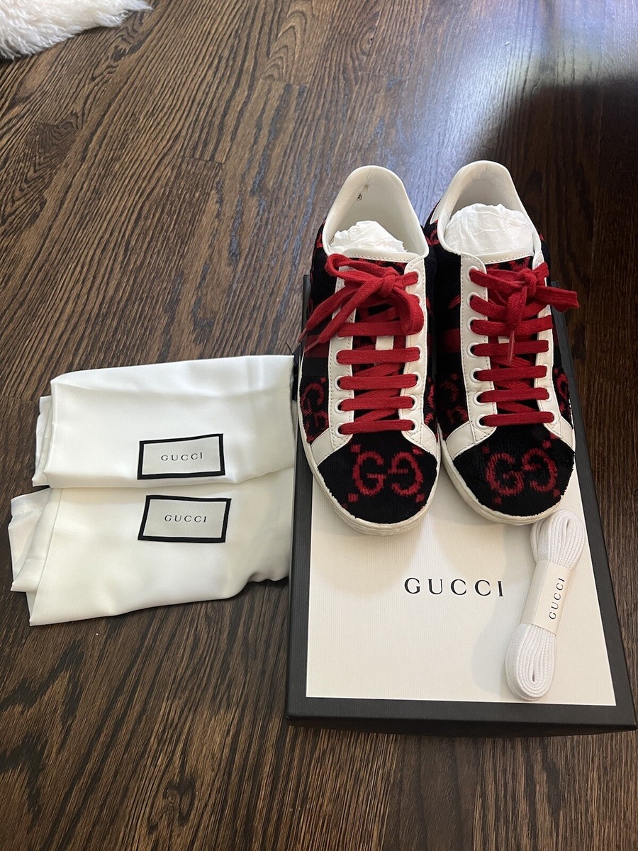 Wool Gucci Ace Blue Red Canvas Sneakers Gucci Ace Sneaker Blue And