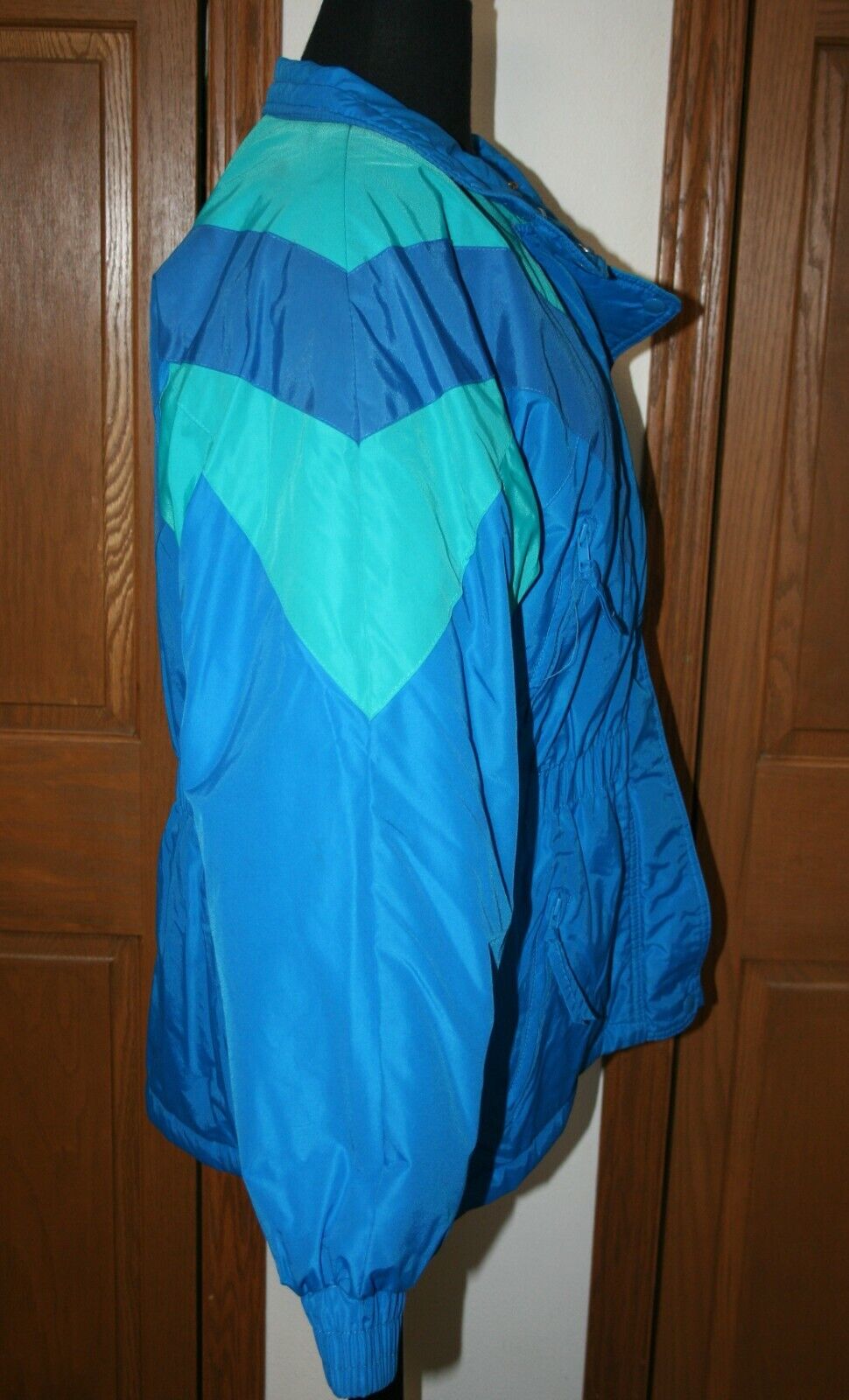 VTG Women's Ski Jacket MED MIXED BLUES 1980s Blue… - image 8