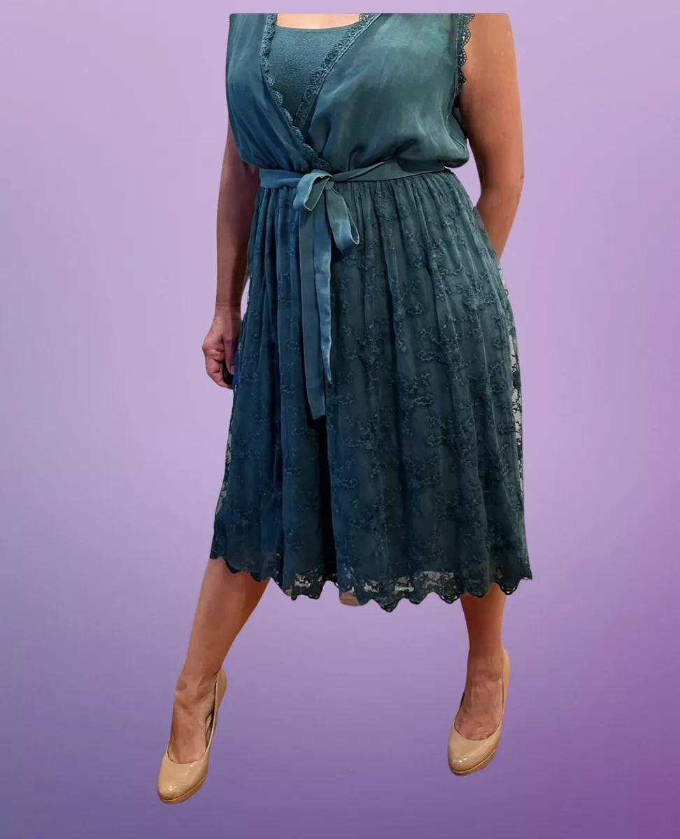 Teal green 2025 lace dress