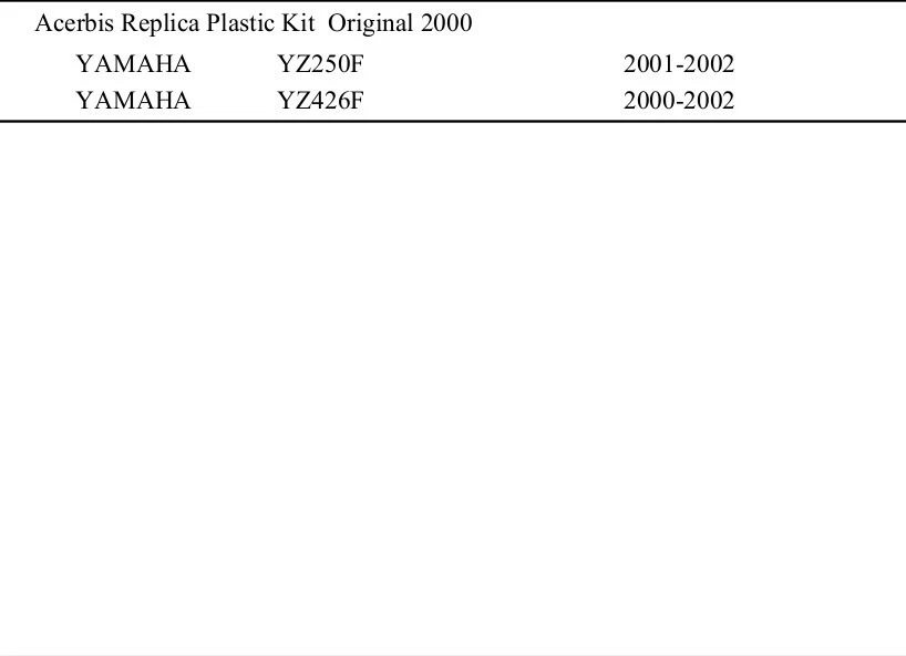 Acerbis Plastic Kit (OEM Colors) Compatible With 01-02 YAMAHA YZ250F /426F - Image 2 of 2