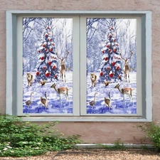 3D Forest O228 Christmas Window Film Print Sticker Cling Stained Glass Xmas Fa
