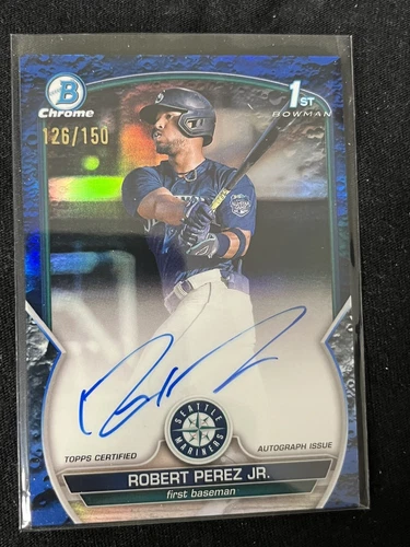 Robert Perez Jr #'d /150 AUTO - 2023 Bowman Chrome Autograph Blue Lunar Crater