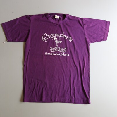 Vtg Single Stitch Shirt Pizza Pizzeria Papadreas Sandpoint Idaho Small