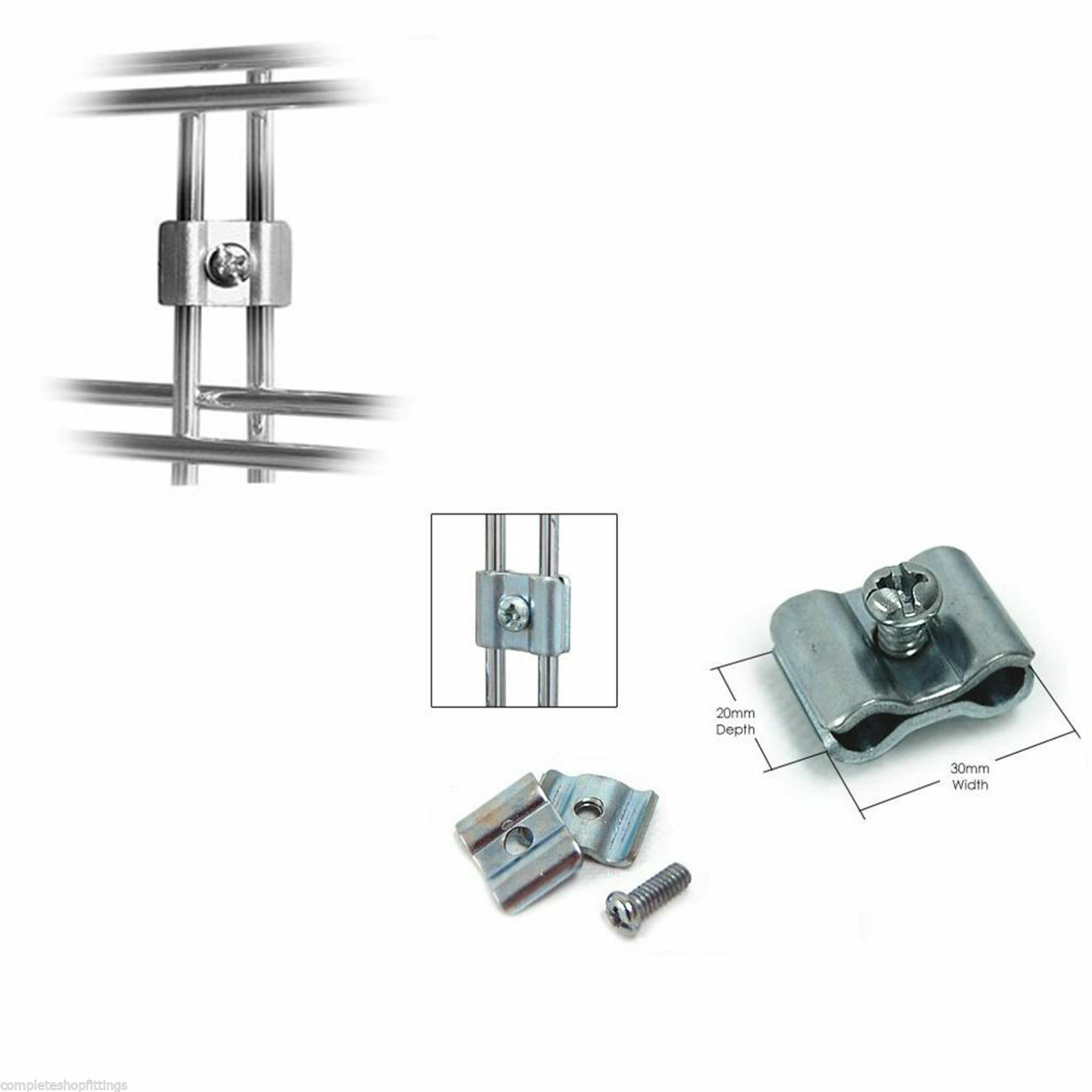 GRIDWALL PANEL GRID MESH HOOKS PRONGS CHROME ACCESSORIES SHOP DISPLAY