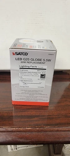 Satco S29878 LED Filament Globe Clear G25 5.5W 40W Medium E26 2700K Warm White - Picture 2 of 4