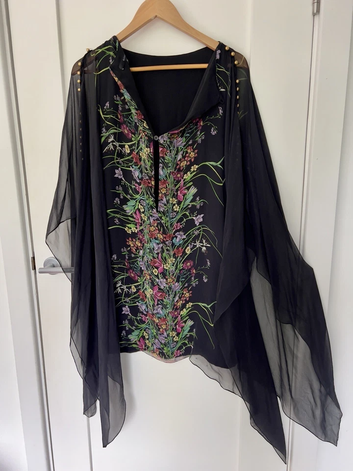 GUCCI women 100% silk floral dress with kimono sleeves size IT40 UK8 - Image 3 of 4