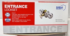 Entrance Lock Shield Security Lockset Satin Chrome Finish BALL KNOB STYLE -Keyed