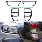 Black Headlight Tail Light Cover Trim Guard For Ford Ranger 2015-2022 PX2 PX3