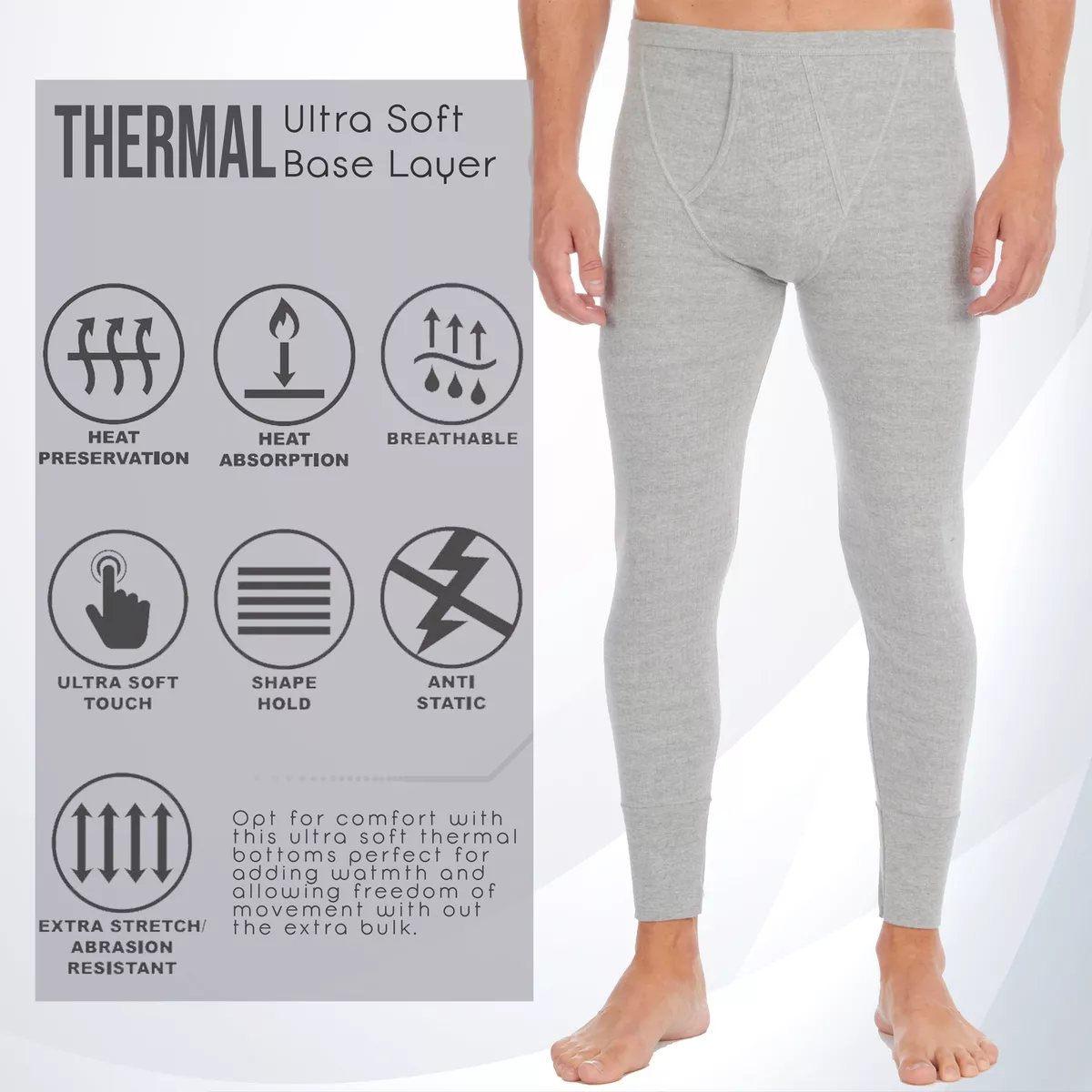 UK Mens Thermal Underwear Long Johns Bottoms Pants Base Layer Work Winter  Sport