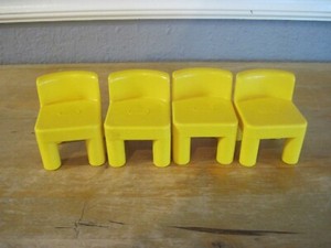 Little Tikes Doll House Size Yellow Chair Yellow Plastic Set Of 4 Ebay