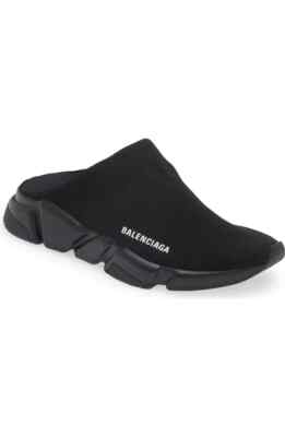 BALENCIAGA ICONIC LOGO SPEED MULE BLACK SNEAKERS US 11 EU 44 I LOVE SHOES