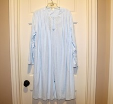 VTG MISS ELAINE BLUE Lounging Nightgown Robe MEDIUM Embroidery Terrycloth NEW 14