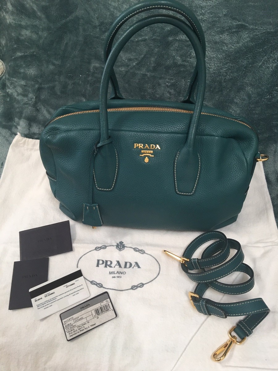 Authentic PRADA Bauletto leather bag handbag Crossbody Bag