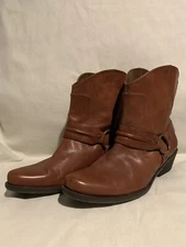 Franco Sarto Women's 9M Wade Brown Leather Harness Western Style Ankle Boots EUC