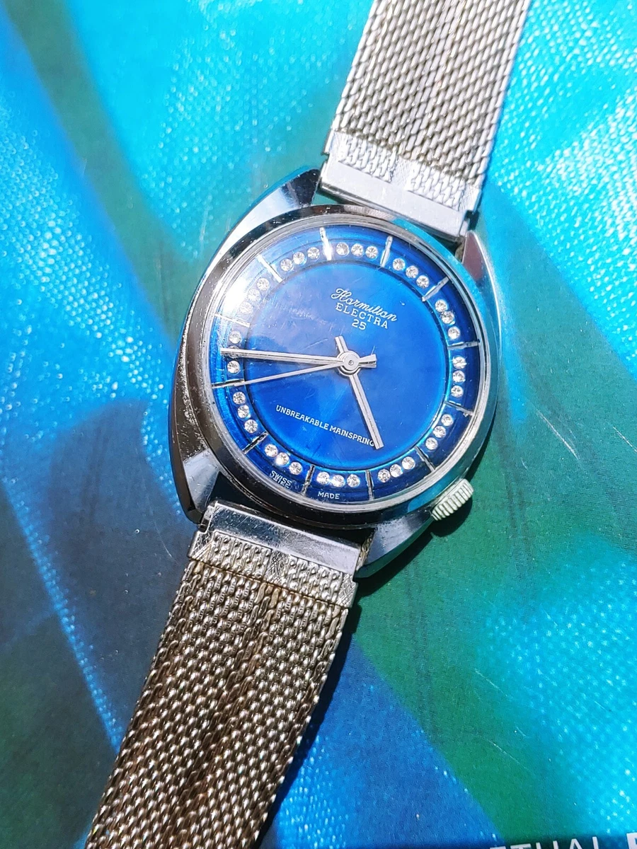 Vintage Swiss Made Hormilton Electra 25 Blue Dial Men s Watch