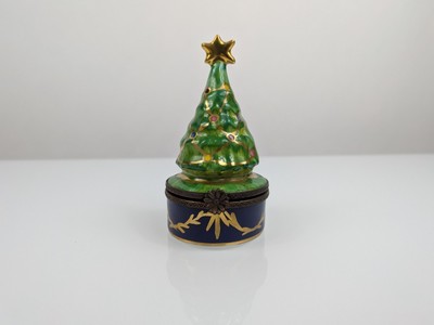 Limoges Christmas Tree Porcelain Trinket Box Peint Main