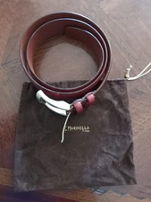 NWT €690 E. MARINELLA NAPOLI BELT LEATHER GENUINE BROWN Hand Made