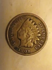 1908 S Indian Head Cent Penny F Fine Key Date Semi-Key Coin 1.11M Minted