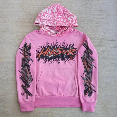 Pink Hellstar Brainwashed Streetwear Hoodie Size Small Baggy Sweatshirt