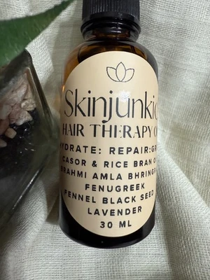 SKINJUNKIE 🍃organic Hair Therapy Oil Brahmi Amla Bhringraj Black Seed Castor 30 ML Growth