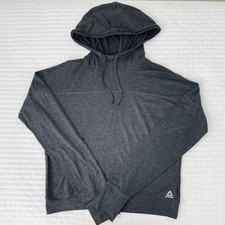 Reebok Women's Scuba Neck Activewear Hoodie Top in Dark Heather Gray Size M