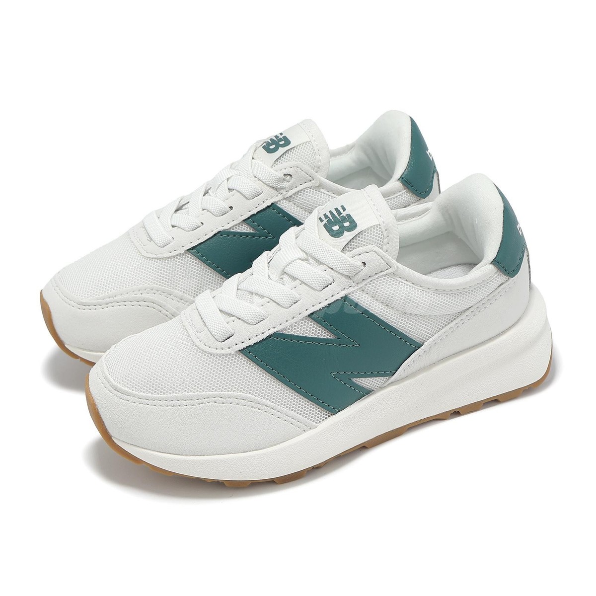 New Balance 370 Wide NB White Green Gum Kids Preschool Casual