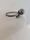 ​925 Sterling Silver Grey Pearl Ring Size 8.5 Clear CZ Accents Estate Statement — photo 4