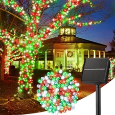 Minetom Solar Christmas Lights Outdoor Waterproof, 40 FT, Red Green and White 