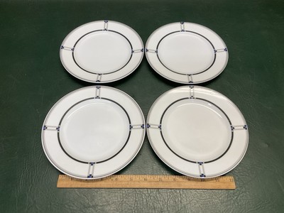 Set of 4 Studio Nova Tangent YA021 Black Blue Salad Plates 7-1/2'' ~ Japan