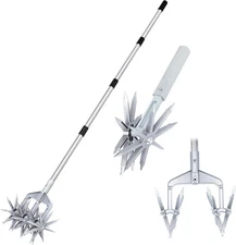 "Rotary Cultivator, Adjustable Hand Tiller Garden Tool with Detachable Solid Met