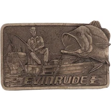 New Evinrude Outboard Motors Fishing Boat Boating Fish 70s Vintage Belt Buckle