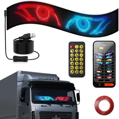 Light for Cars, 23.4''x4.7'' Large Flexible LED Display Screen, Programmable Dyn