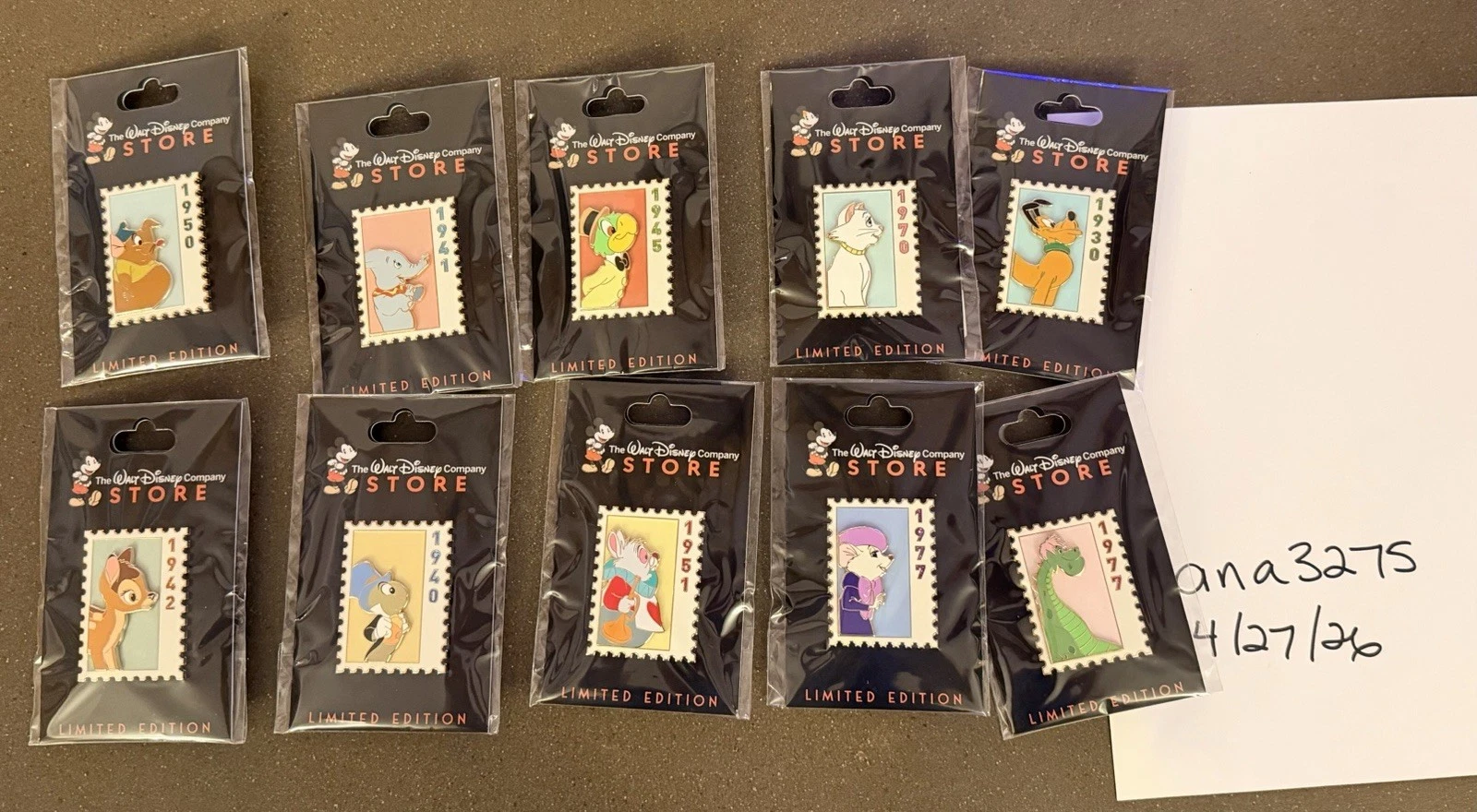 New ListingDisney DEC TWDC Commemorative Animal Stamps LE 300 Pin
