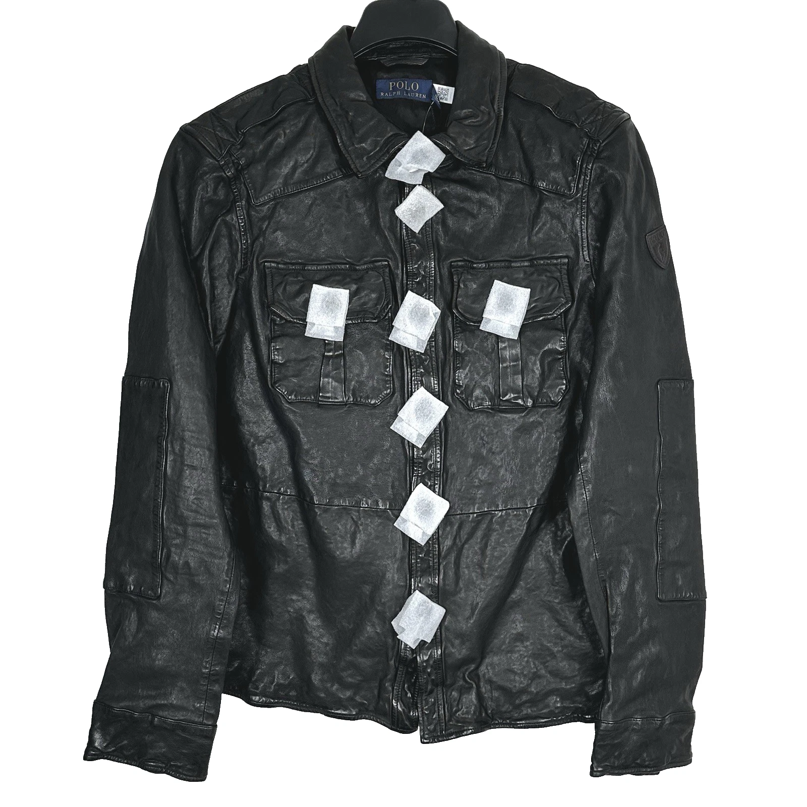 Polo Ralph Lauren 100% Sheep Leather Fully Lined Black Shirt Jacket Large $748