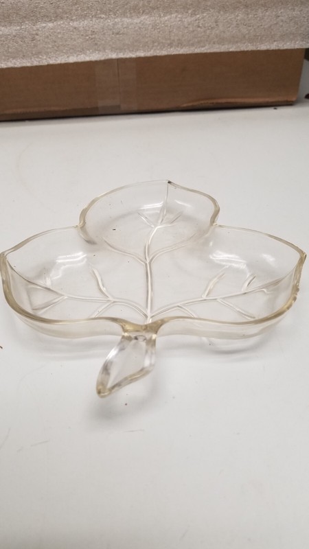 Vintage Clear Glass Maple Leaf Serving Dish
