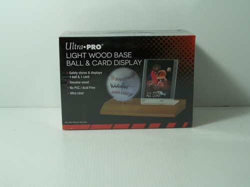 Ultra Pro Light Or Dark Wood Baseball And Card Holder - Display Case For 1 Card & 1 Ball