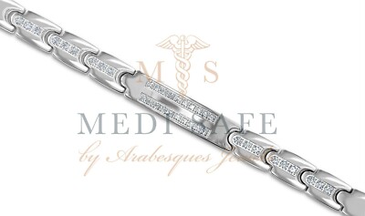 PREMIUM TITAN MAGNETISCHES HEILARMBAND. SILBER/SWAROVSKI KRISTALL HERREN/DAMEN