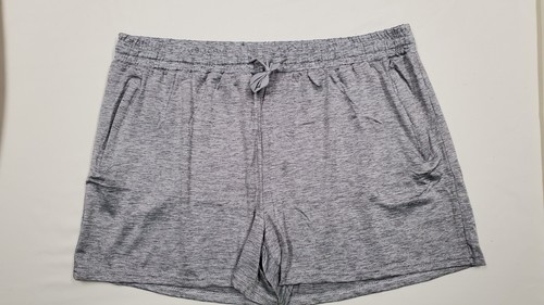 L Real Essentials HEATHER GRAY Dry Fit Moisture Wicking Shorts w/2 Zip Pockets