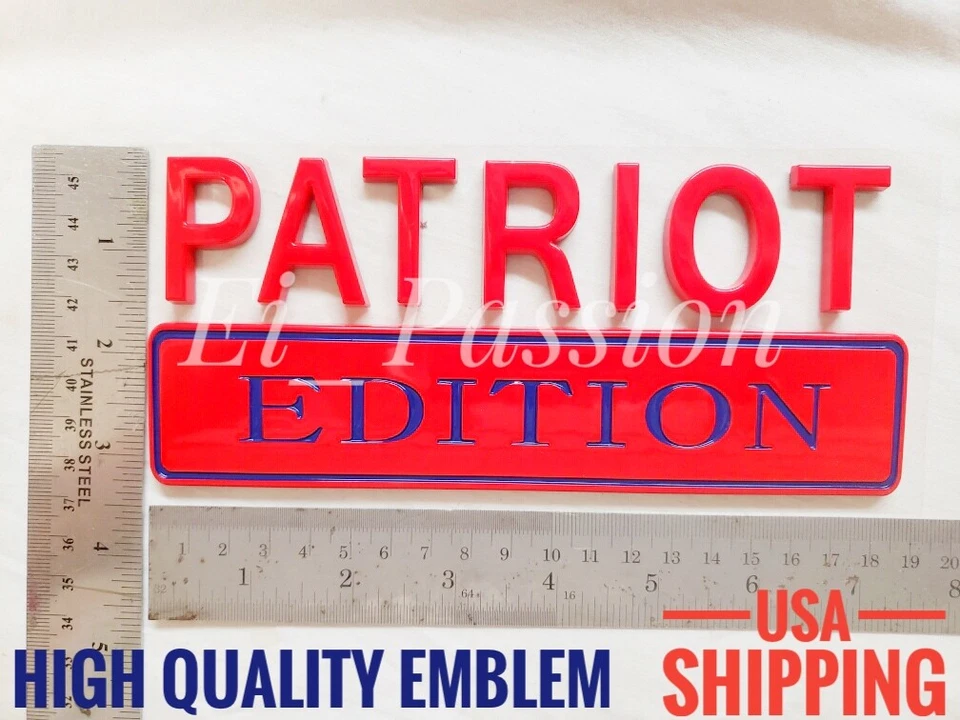 Logotipo do capô traseiro lateral universal vermelho e azul Patriot Edition emblema adição - Imagem 2 de 4