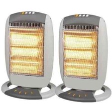 2 X 1200W HALOGEN HEATER ELECTRIC OSCILATTING 3 BAR PORTABLE QUARTZ HOME UK PLUG