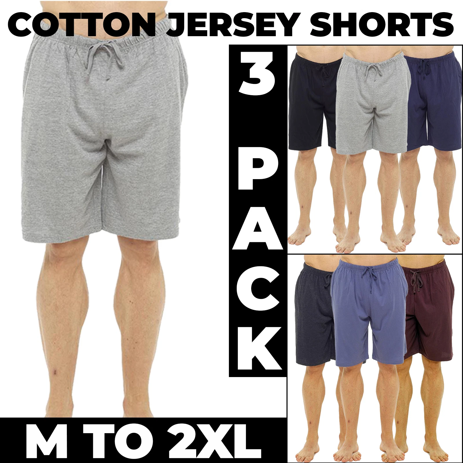 Mens 3 Pack 100% Cotton Lounge Shorts Sleep Pyjama Pj Bottoms With Pockets
Opens in a new window or