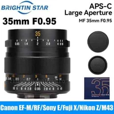 Brightin Star 35mm F0.95 APS-C Fixed Focus Lens for Canon Nikon Sony Fuji M4/3
