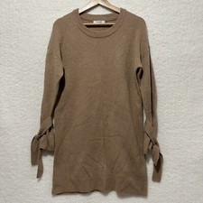 Madewell Merino Wool Camel Brown Tie Cuff Long Sleeve Mini Sweater Dress Sz S