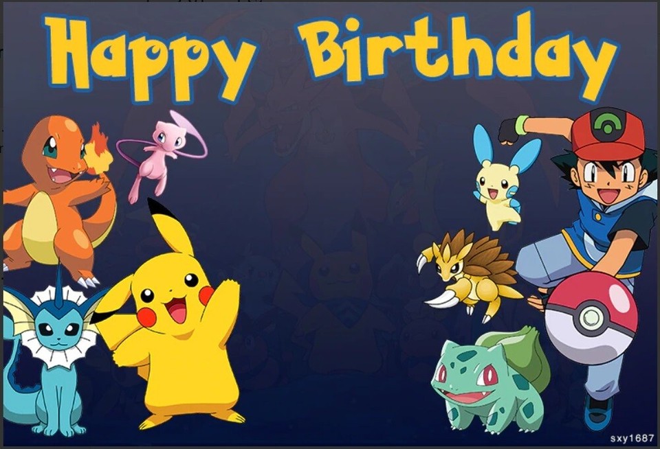 POKEMON ASH PIKACHU PERSONALISED BIRTHDAY PARTY SUPPLIES BANNER BACKDROP  DECORAT | eBay