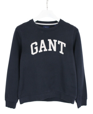 GANT Sweatshirt Women's SMALL Pullover Crew Collar Logo Dark Blue