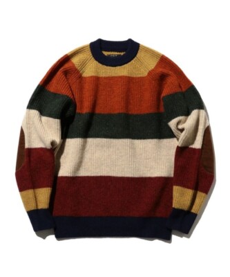 ASK availability First) BEAMS Crew Multi Stripe 5G new | eBay