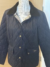 Barbour Quilted Kendal Jacket Navy Size 14 Barbour Tartan Lining