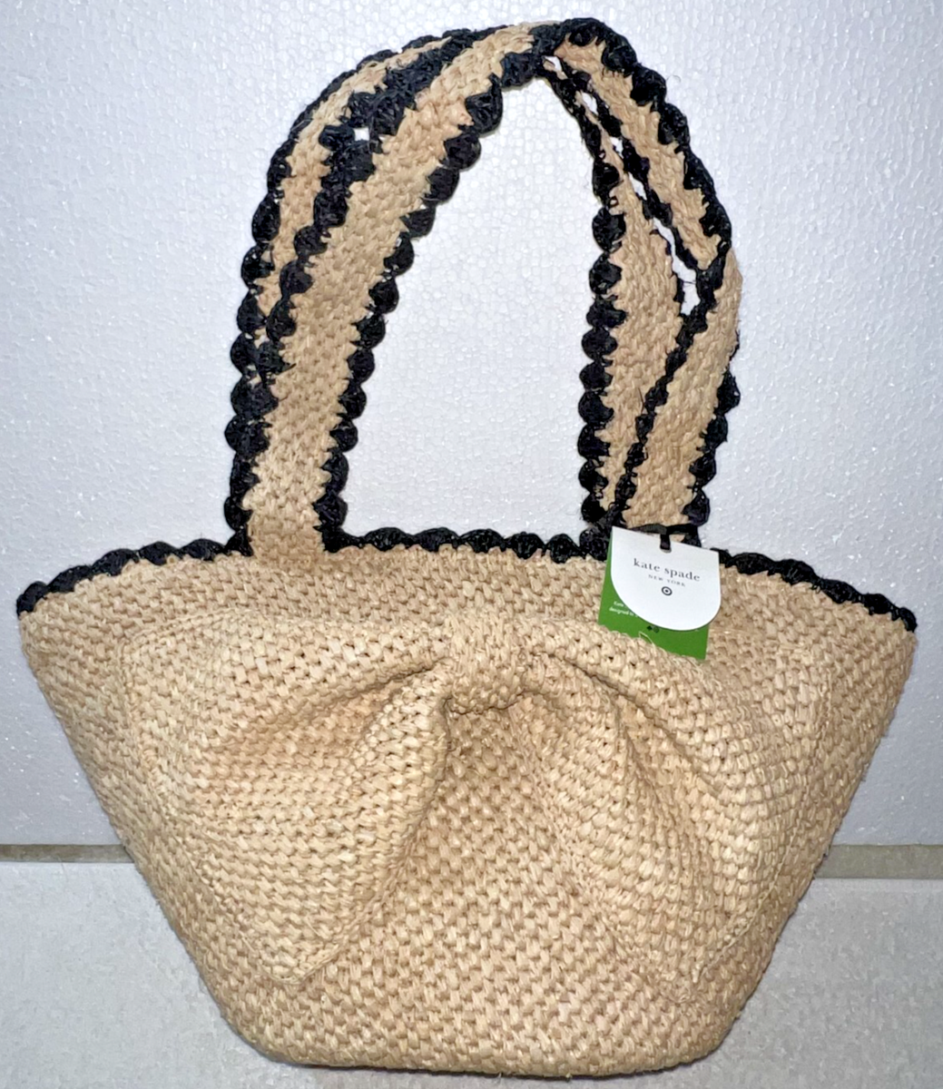 (US発)限定kate spade new york x Target ラフィアトートバッグ KATE SPADE NEW YORK TARGET NATURAL RAFFIA BOW TOTE HANDBAG