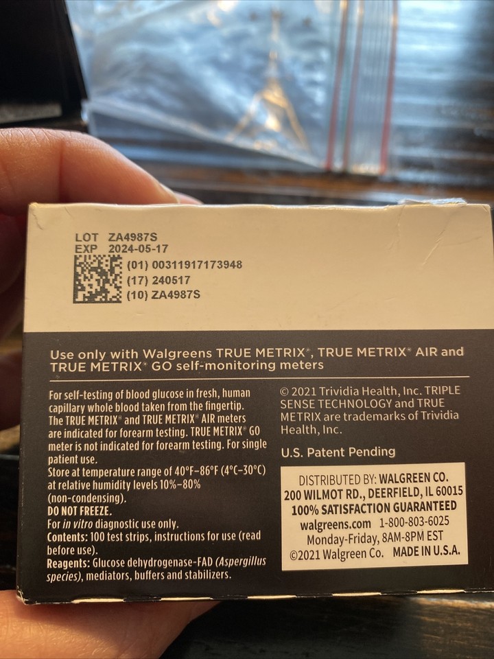 True Metrix Walgreens Diabetic Blood Glucose Test Strips 100ct Exp. 05